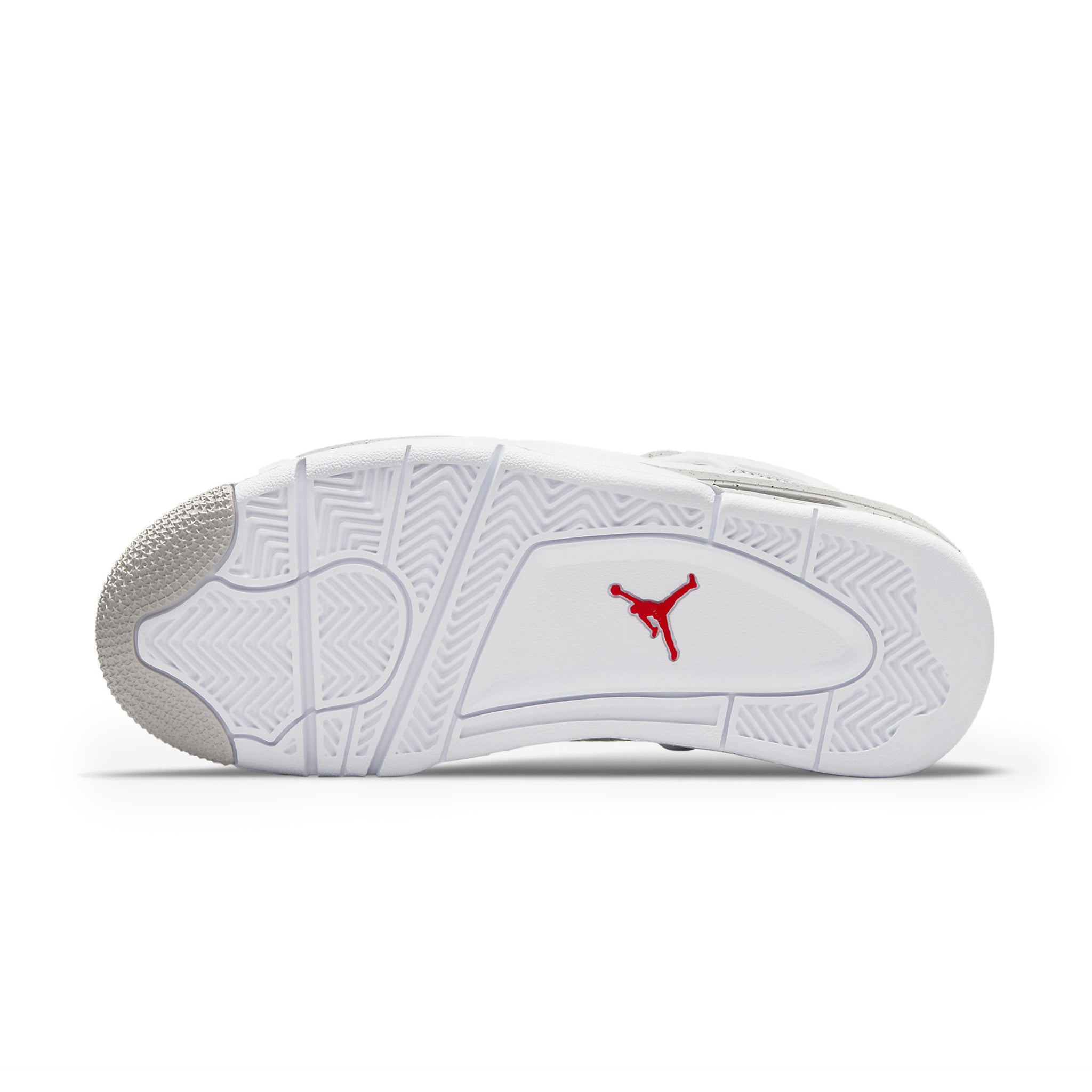 Sole view of Air Jordan 4 Retro White Oreo (2021) (GS) DJ4699-100